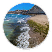 Perzikstrand in Puerto Piramides, Argentinië Keramische Knop (Voorkant)