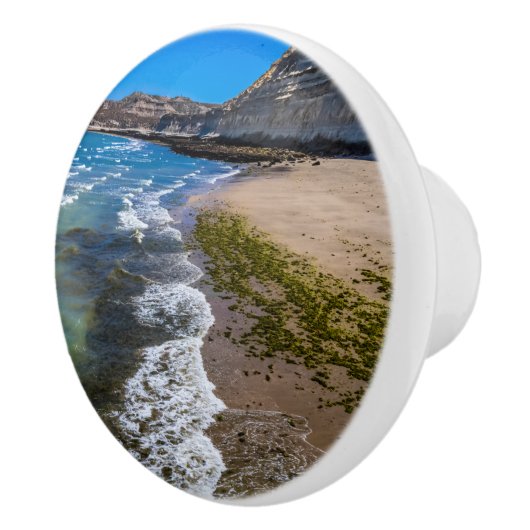 Perzikstrand in Puerto Piramides, Argentinië Keramische Knop (Rechts)