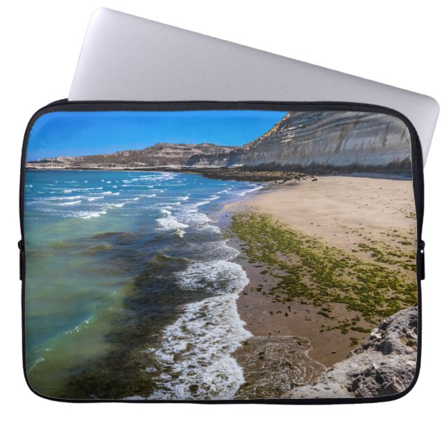 Perzikstrand in Puerto Piramides, Argentinië Laptop Sleeve (Voorkant)