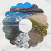 Perzikstrand in Puerto Piramides, Argentinië Wijnglaslabel (Voorkant)