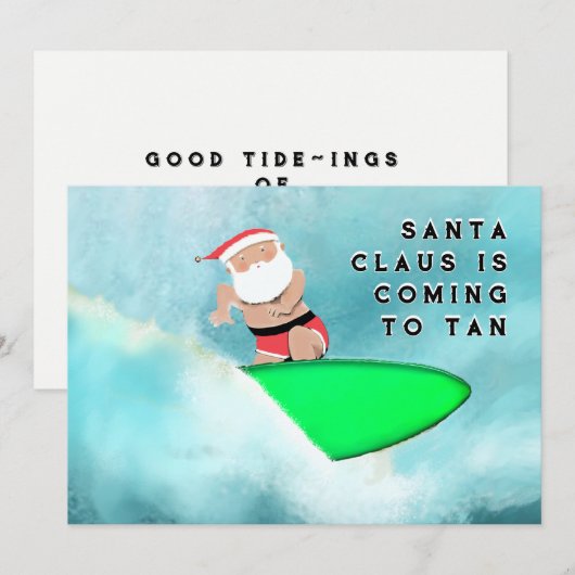 Perziksurfkerstmis Feestdagenkaart (Voorkant / Achterkant)