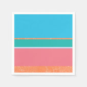 Perziktextuur met koraal en Blauwgroen strepen Servet (Voorkant)