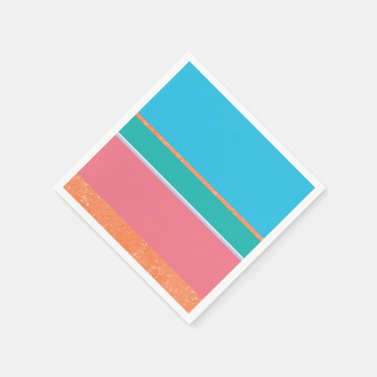 Perziktextuur met koraal en Blauwgroen strepen Servet (Hoek)