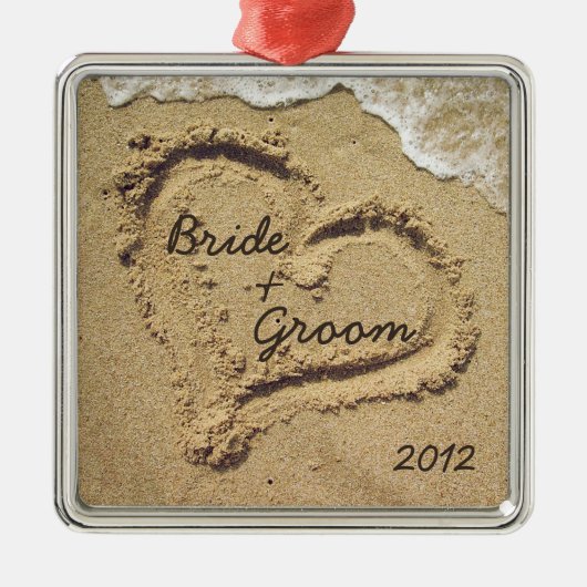 Perzikthema Eerste kerstversiering Metalen Ornament (Voorkant)