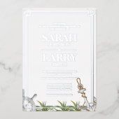 Perzikthema en legant Gold Traditional Wedding Folie Uitnodiging (Voorkant)