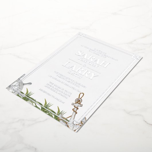 Perzikthema en legant Gold Traditional Wedding Folie Uitnodiging (Gedraaid)