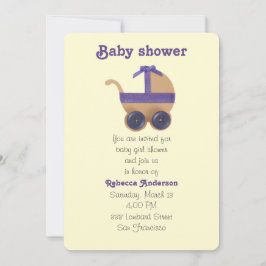 Perzikvervoer en paars baby voor baby shower kaart