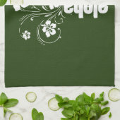 Perzikvisserij en bosgroen gestreept; Aloha Theedoek (Gevouwen)