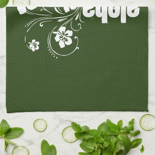 Perzikvisserij en bosgroen gestreept; Aloha Theedoek (Gevouwen)