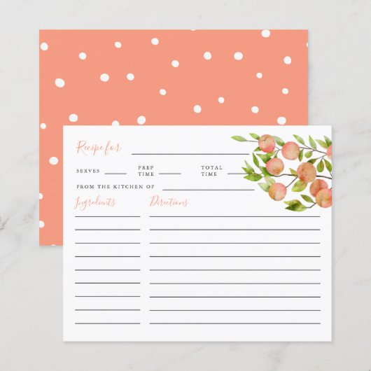 PerzikVrijgezellenfeest Recipe Kaart (Voorkant / Achterkant)