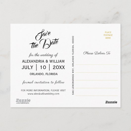 Perzikvruchten Botanisch | Bruiloft Bewaar de datu Briefkaart (Achterkant)