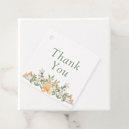  perzikwand en witte zweep bedankjes labels (In situ)