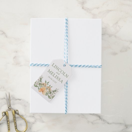  perzikwand en witte zweep cadeaulabel (Met Touw)