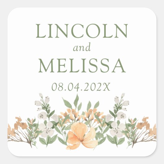  perzikwand en witte zweep vierkante sticker (Voorkant)