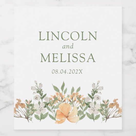 perzikwand en witte zweep wijn etiket (Enkel label)