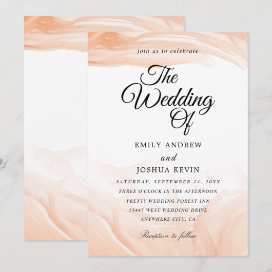 Perzikwas Waterverf | Uitnodiging tot het indienen (Voorkant / Achterkant)