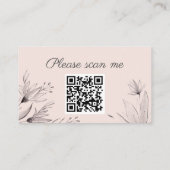 Perzikwebsite en Grijze bloemige QR code bruiloft Informatiekaartje (Achterkant)
