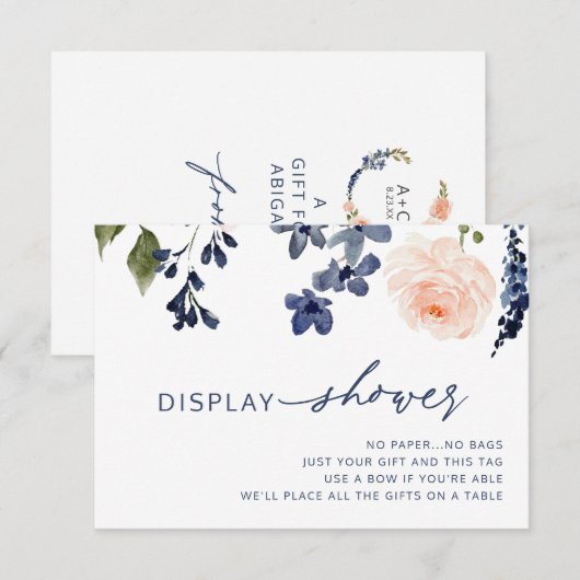 Perzikweergave en blauw Vrijgezellenfeest voor Flo Informatiekaartje (Voorkant / Achterkant)