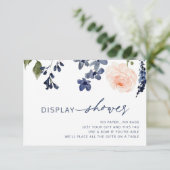 Perzikweergave en blauw Vrijgezellenfeest voor Flo Informatiekaartje (Staand voorkant)