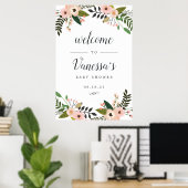 Perzikweide Bruids- of Baby Shower Welkom Bord Poster (Thuiskantoor)