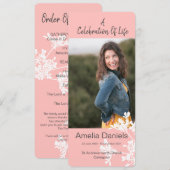 Perzikwitte florale feestdag voor levensfotokaart kaart (Voorkant / Achterkant)