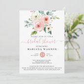 Perzikwitte Waterverf Floral Vrijgezellenfeest Inv Kaart (Staand voorkant)