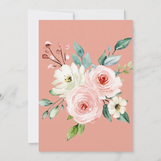 Perzikwitte Waterverf Floral Vrijgezellenfeest Inv Kaart (Achterkant)