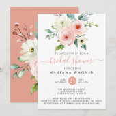 Perzikwitte Waterverf Floral Vrijgezellenfeest Inv Kaart (Voorkant / Achterkant)