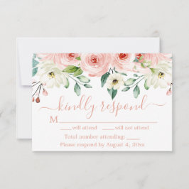 Perzikwitte Waterverf Floral Wedding RSVP-kaart Bedankkaart