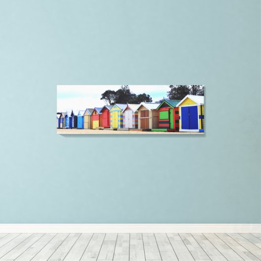 Perzikwoningen | Brighton Beach, Melbourne Canvas Afdruk (Insitu (Houten vloer))