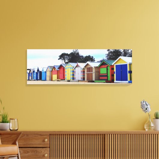 Perzikwoningen | Brighton Beach, Melbourne Canvas Afdruk (Insitu (Woonkamer))