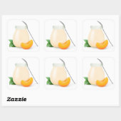 Perzikyoghurt of abrikozenyoghurt vierkante sticker (Vel)