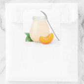 Perzikyoghurt of abrikozenyoghurt vierkante sticker (Tas)