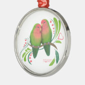 Perzikzijde Tortelduifjes Metalen Ornament (Links)