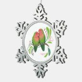 Perzikzijde Tortelduifjes Tin Sneeuwvlok Ornament (Rechts)