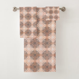 Perzikzijde, zwart, witte kant bad handdoek