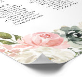 Perzikzitje en Groene Floral Wedding Seating Chart Poster (Hoek)