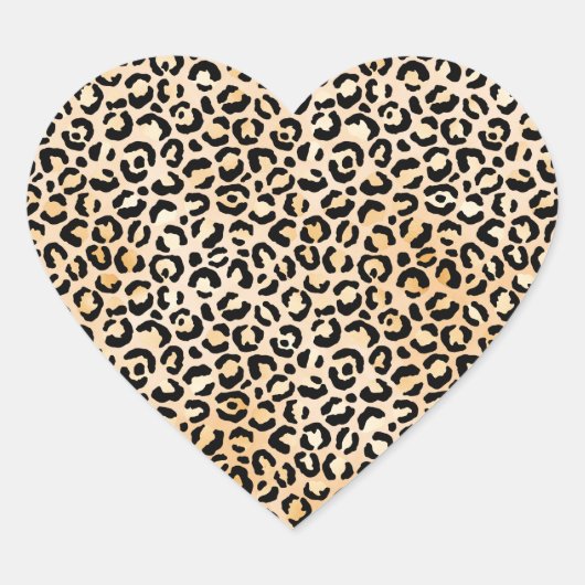 Perzikzwarte-luipaard afdrukken hart sticker (Voorkant)