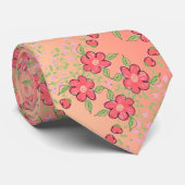 Perzirroze en koraal stropdas (Opgerold)