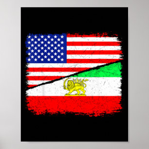 Perzisch-Amerikaanse vlag VS Perzië wortels erfgoe Poster