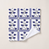Perzisch Aziatisch blauw Floral Geometric Pattern Bad Handdoek (Wasdoekje)