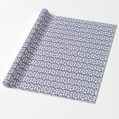 Perzisch Aziatisch blauw Floral Geometric Pattern Cadeaupapier (Uitgerold)