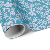  Perzisch Blauw Lavender Paars Retro Floral Cadeaupapier (Rol Hoek)