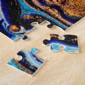 Perzisch Blauwe Agaat: Oosterse luxe textuur Legpuzzel (Zijkant)