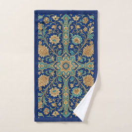 Perzisch bloemmotief in koningsblauw handdoek