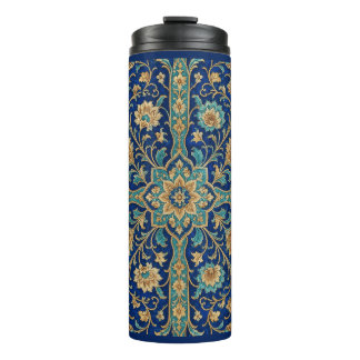 Perzisch bloemmotief in koningsblauw thermosbeker