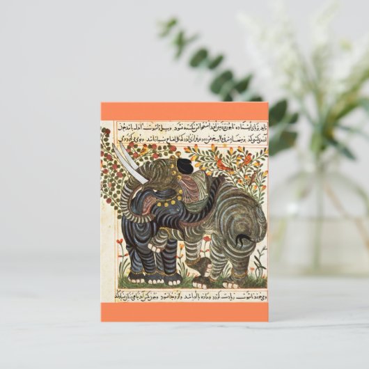 Perzisch briefkaart van olifanten (Staand voorkant)