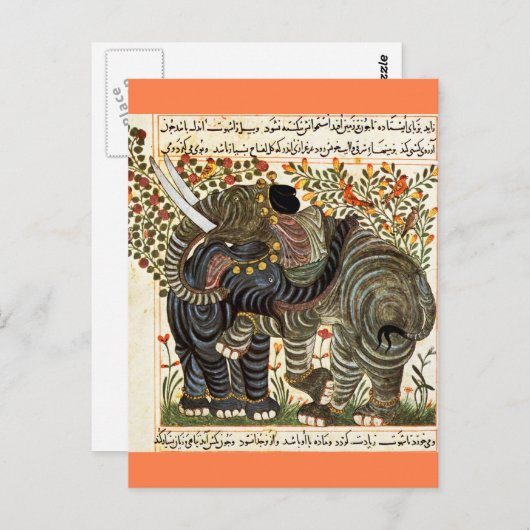 Perzisch briefkaart van olifanten (Voorkant / Achterkant)