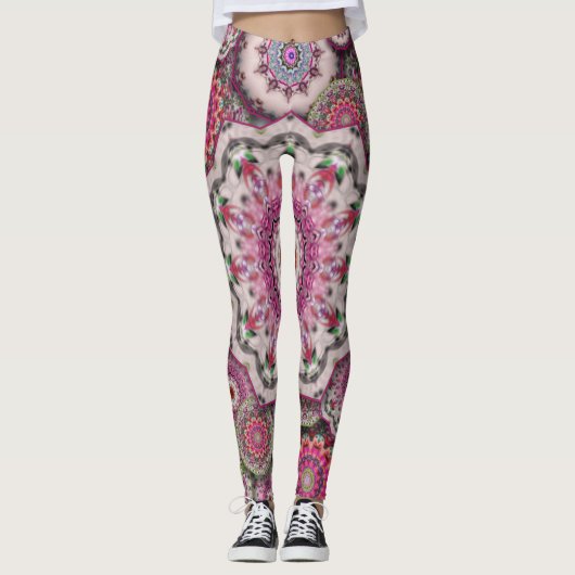 perzisch damesmozaïekbloemen mandala chic elegant leggings (Voorkant)