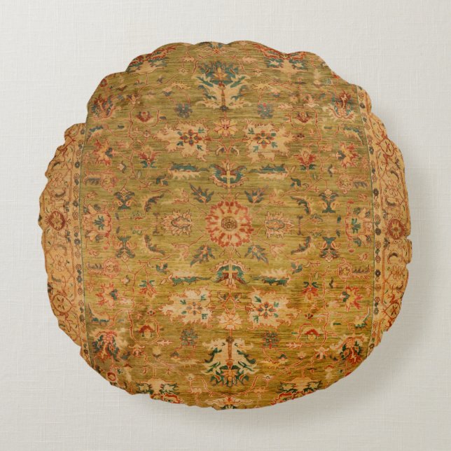 Perzisch Geel Blauw  Rond Kussen (Voorkant)